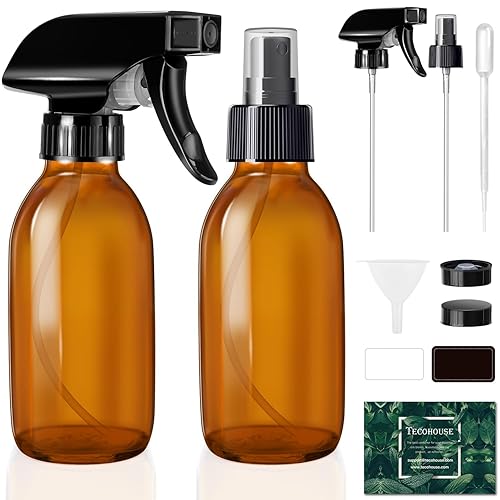 Botellas pulverizadoras de vidrio de 4 onzas, botella de spray vacía ámbar para aceites esenciales, botellas de vidrio pequeñas para soluciones de