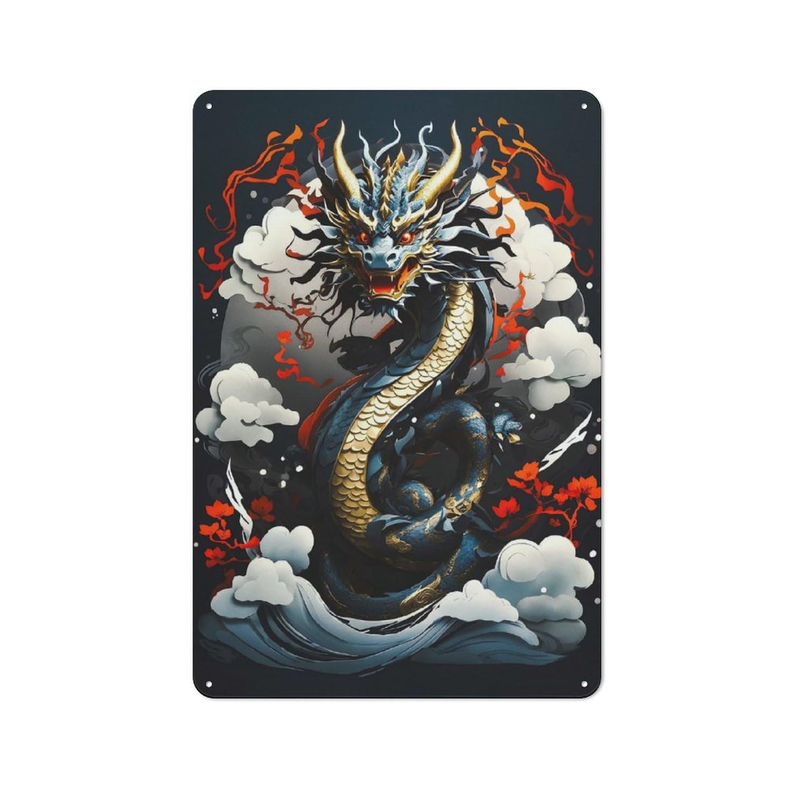 Smart Dragon Clouds Office Metal Sign 30x20cm, Study Room Decor for Home Office, Reading Corner Or Bedroom