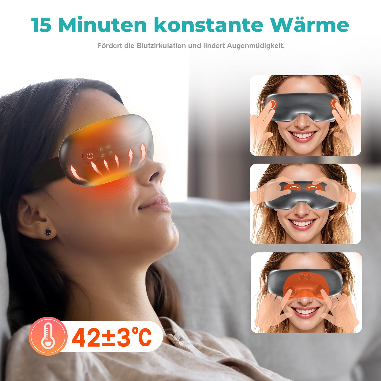 Eyecloud Vision - Augenmassagegerät mit Wärme & Bluetooth-Musik, Sichtbarem Design, Luftdruckmassage, Augenentspannung für Müde/Trockene Augen, Geschenk für Frauen, Männer, Freunde und Familie