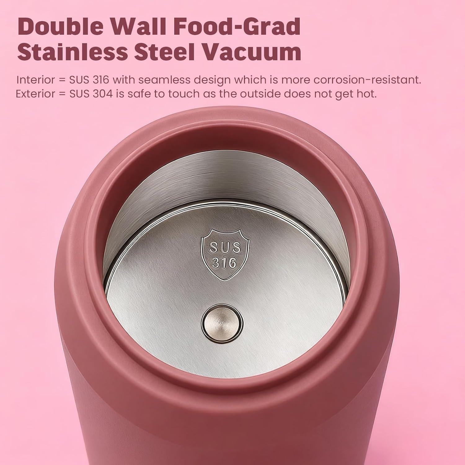 Travel Electric Kettle Portable Mini Kettle, 316 Stainless Steel 16.91Oz/500mL, Small Hot Water Boiler with 4 Temperature,Fast Boiling water with Auto Shut-Off and Boil Dry Protection Cranberry