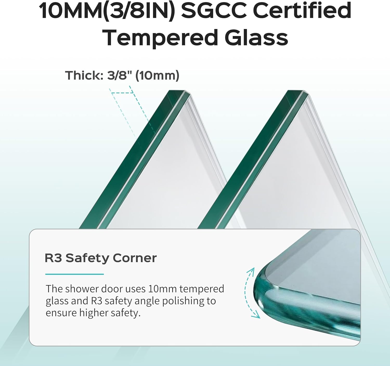 56-60 in. W x 76 in. H Frameless Shower Door with Explosion Proof Film, 3/8 inches (10mm) Thick SGCC Tempered Glass, Double, Brushed Nickel