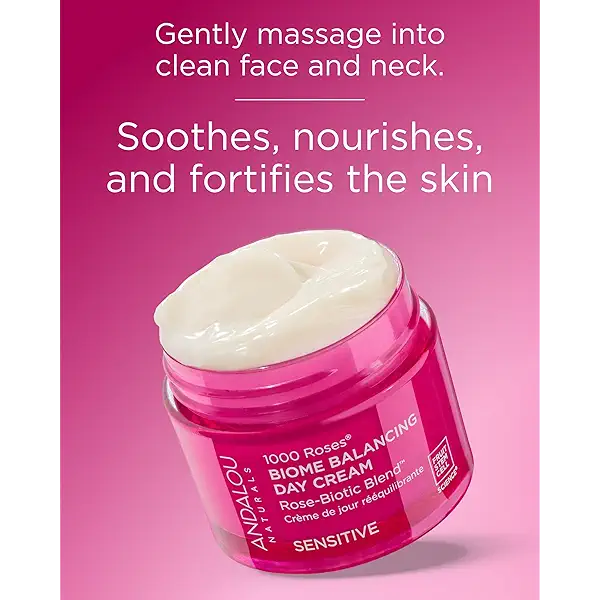 Andalou Naturals 1000 Roses Skin Biome Balancing Day Cream - Lightweight Face Moisturizer with Alpine Rose Stem Cells, Postbiotics - Soothing Hydration for Sensitive Skin - 1.7 Oz 4