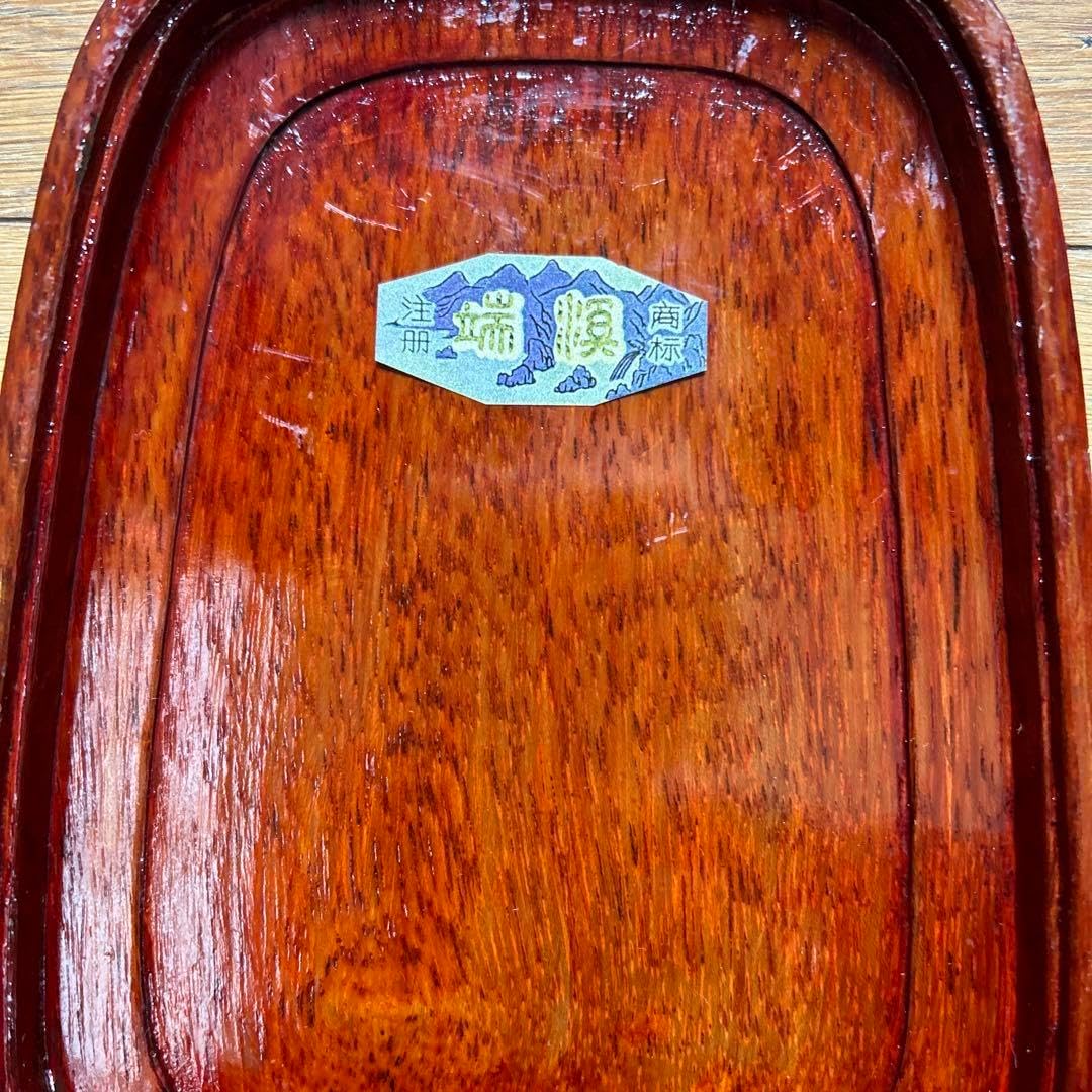 旧蔵コレクション中国貴重端渓古硯 大き目サイズ四辺細工彫刻梅鶯図