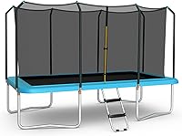 Vista 9 de Giantex Trampolín rectangular de 8 pies x 14 pies con certificación ASTM con recinto, escalera, marco de acero galvanizado de doble cara, carga