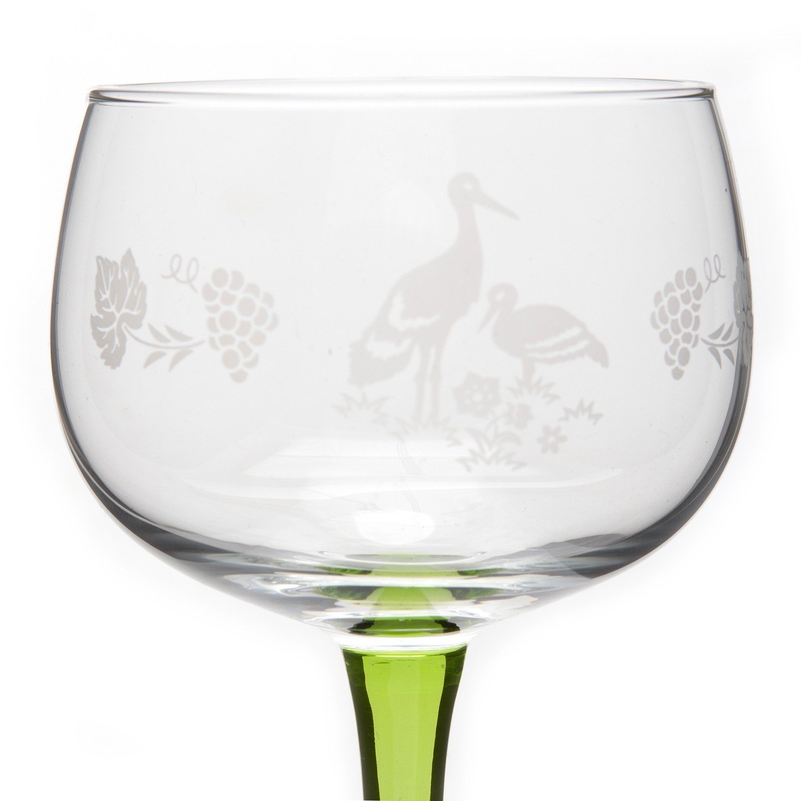 6 Verres à Vin d'Alsace décor Cigogne Mat