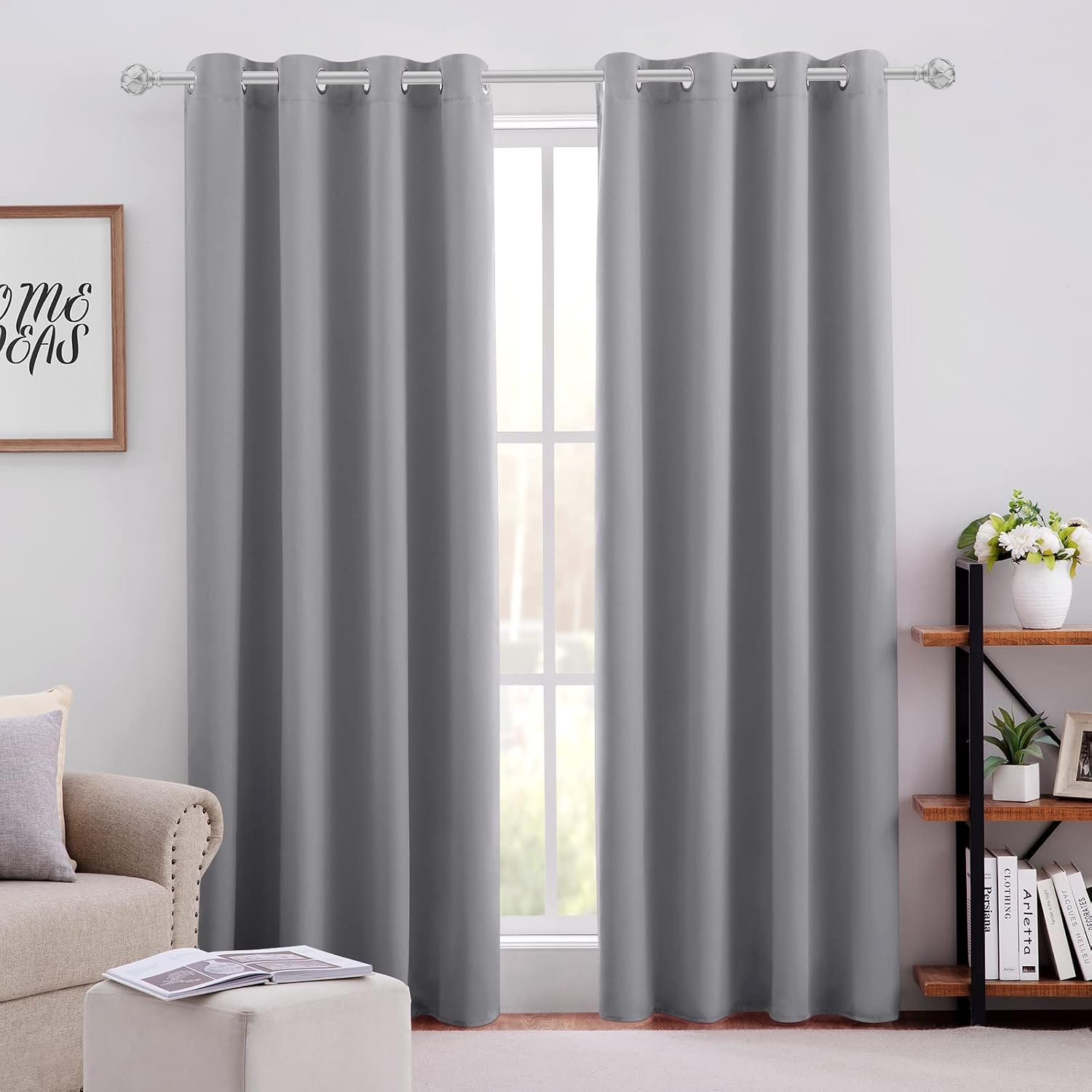 Light Grey Thermal Insulated Blackout Curtains – 52×84 Inch 2-Panel Set