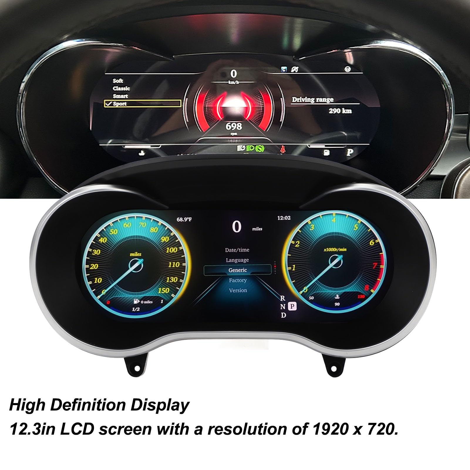 Digital Dash Cluster Instrument, Tashboard de Automóvil Alto Rendimiento para GLC X253 C253 2014-2018 para CarPlay