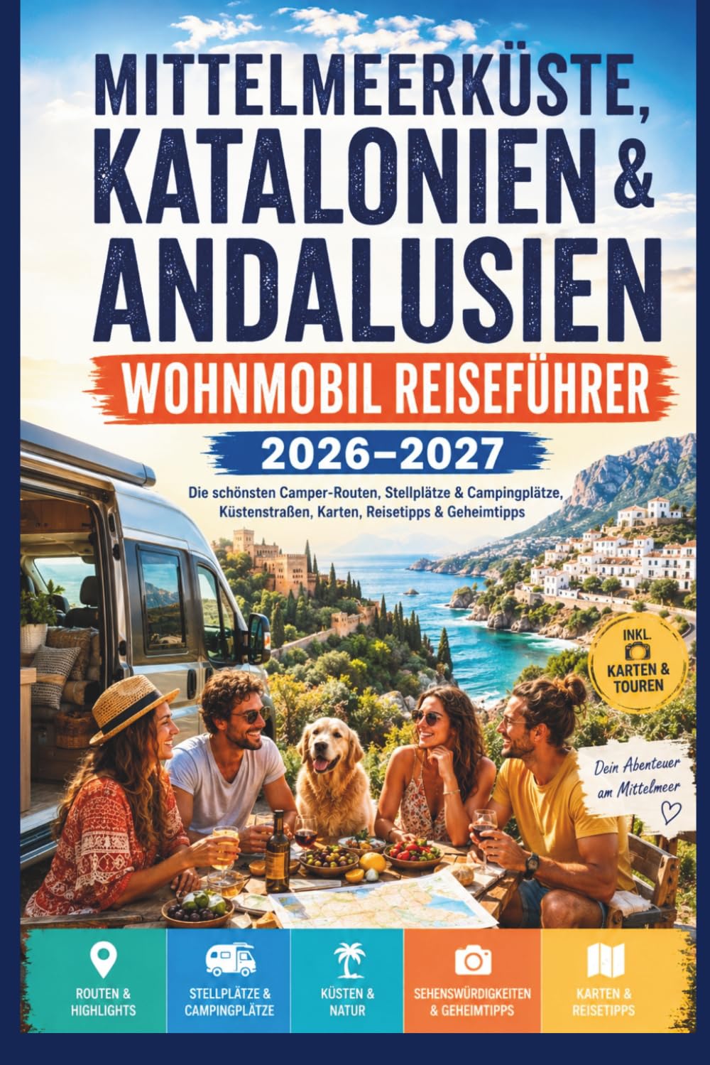 Mittelmeerküste, Katalonien & Andalusien Wohnmobil Reiseführer 2026–2027: Die schönsten Camper-Routen, Stellplätze & Campingplätze, Küstenstraßen, Karten, Reisetipps & Geheimtipps