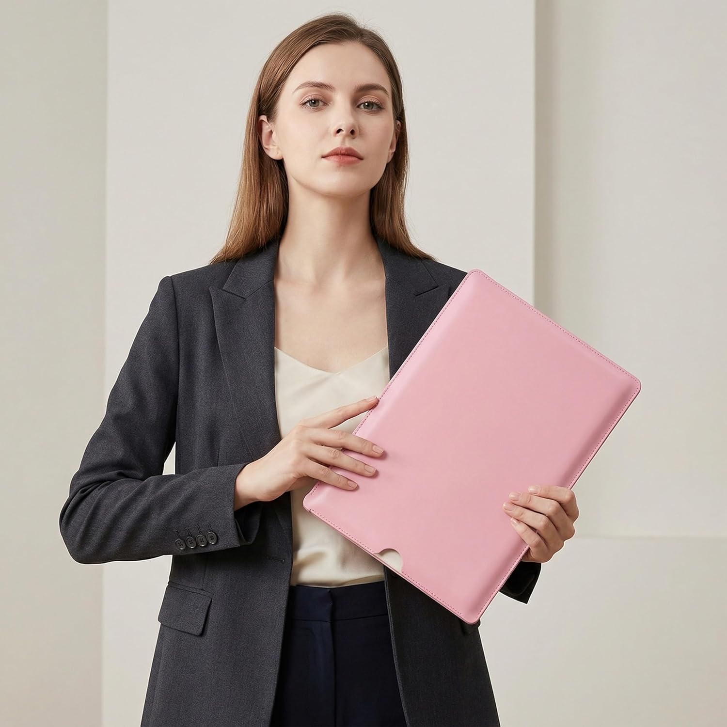 13-Inch Genuine Leather Laptop Sleeve Case MacBook Neo A18 Pro/MacBook Air 13 2018-2026/MacBook Pro 13 2016-2022, Surface Laptop (13 Inch, Pink)
