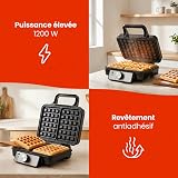 Huslog Gaufrier 1200 W, 2 Grandes Gaufres Belges, Plaques Antiadhésives, Poignée Cool-Touch, Réglage Température, Compact, Chauffe Rapide, Noir - 2
