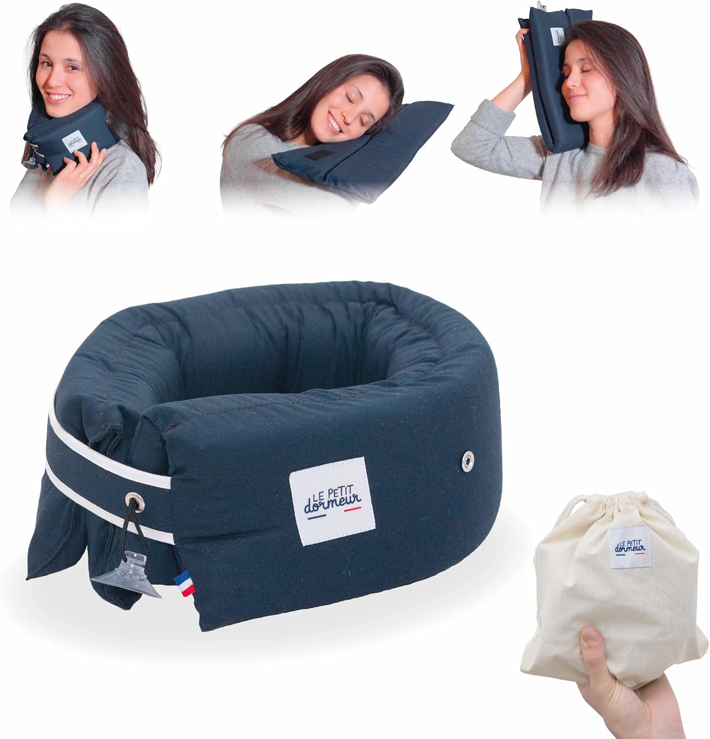 Nackenkissen Flugzeug – Ergonomisches 3-in-1 Nackenhörnchen & Flugzeug Kissen – Ultra Bequemes Reisekissen – Praktisch & Kompakt – Maschinenwaschbar