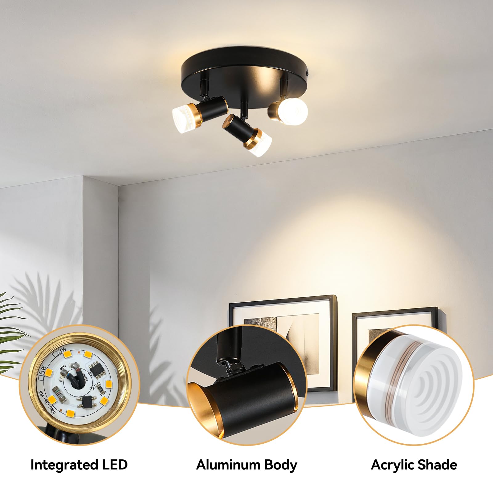 4795856 Moderne Spot Plafond LED 3000K Plafonnier Spot