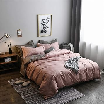 Bedding Set Double Bed, 4 Piece Duvet Cover Set Microfiber Single King Size with Sheets and Pillowcases Sheets Polyester Breathable Print Zip Easy Care