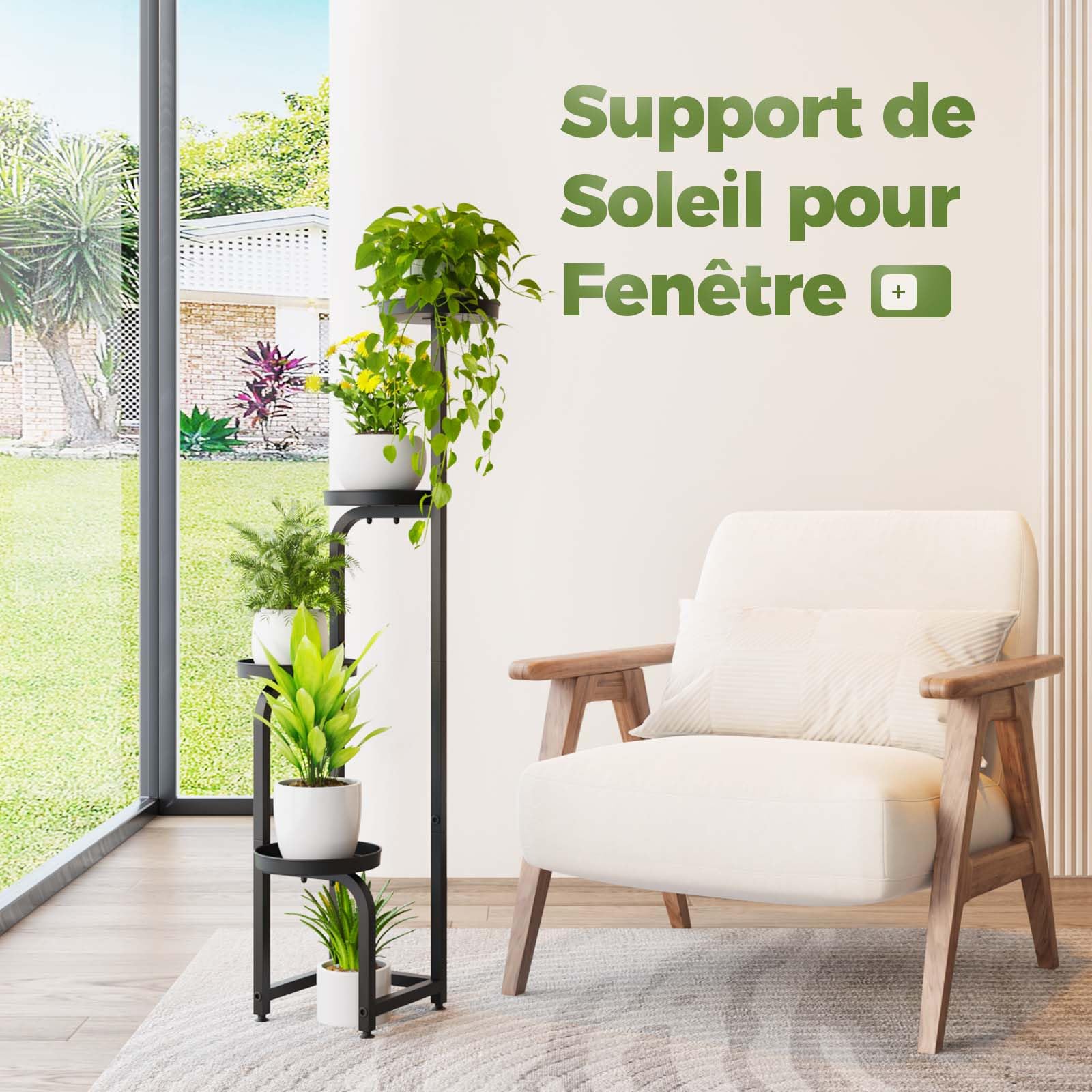 Bamworld Plantenstandaard Binnen 5-Laags Bamboe Hoekplantenplank voor Meerdere Planten Kleine Getrapte Bloemenstandaard voor Raamtuin Balkon Huisdecoratie Woonkamer Slaapkamer