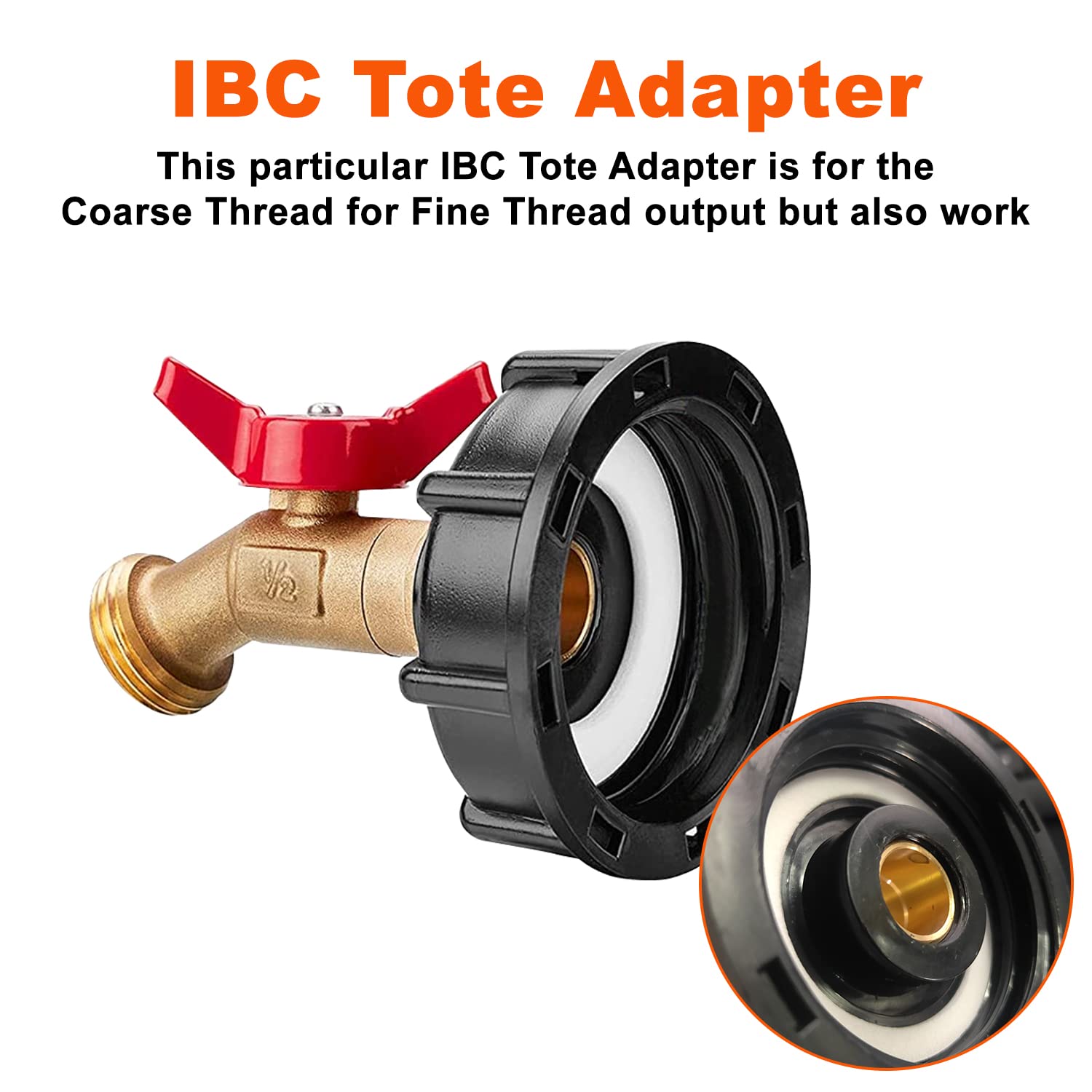 Snapklik.com : 2 Pack 275-330 Gallon IBC Tote Water Tank Adapter Coarse ...