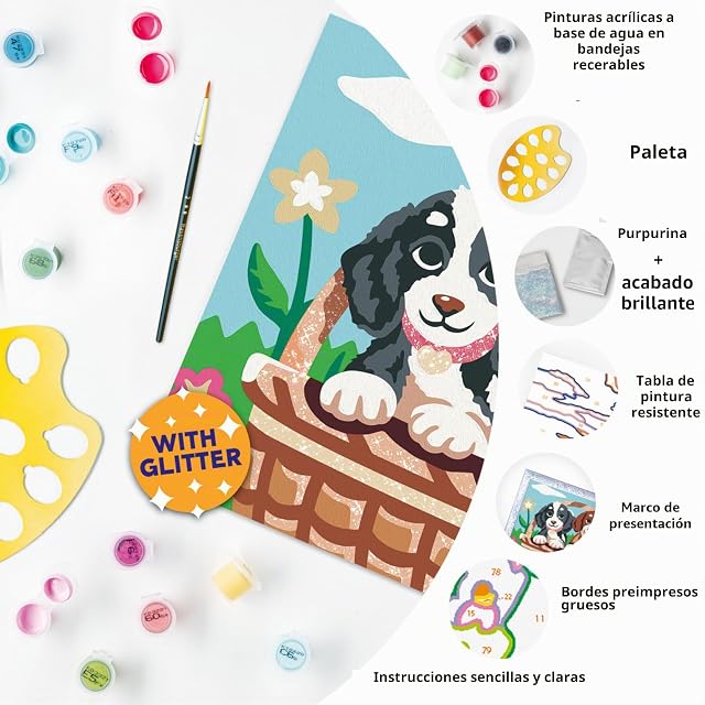 Foto 3 de 7 de Ravensburger - CreArt Picnic con los Cachorros, Kit Pintar números +9 años