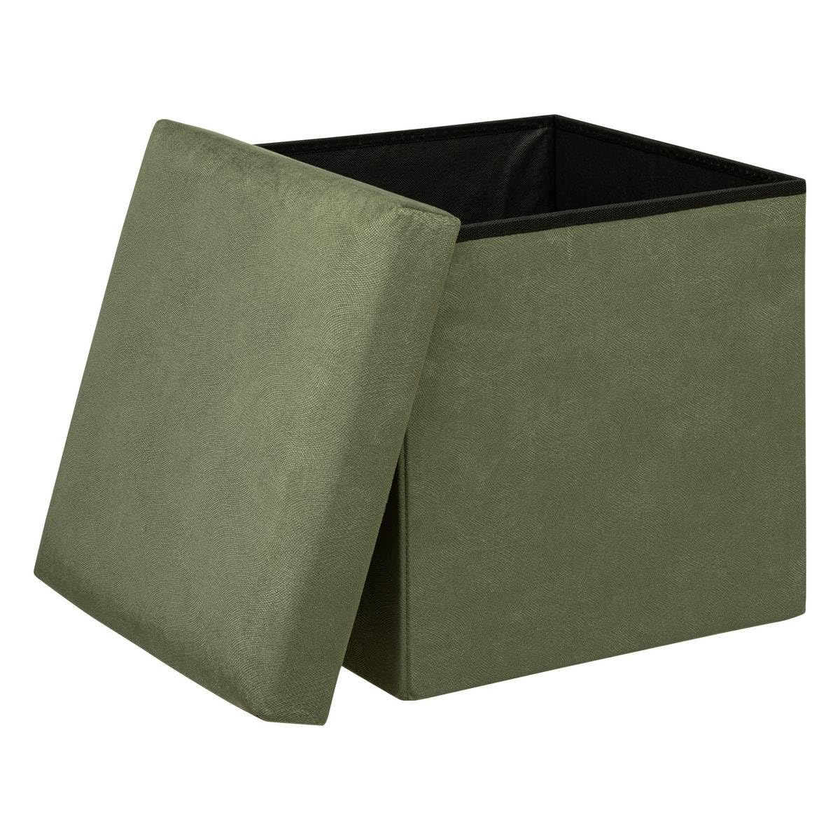 ATMOSPHERA CREATEUR D'INTERIEUR - Pouf Pieghevole in Velluto Lilou 38x38cm Verde Kaki