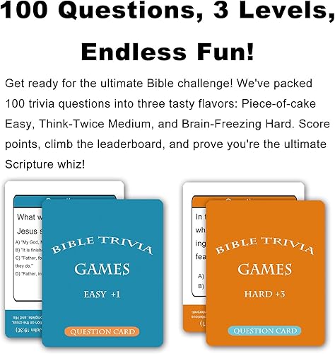 Miniatura 2 de Docdeer Tarjetas de juegos de mesa de trivia bíblica para adultos y familia, gran regalo cristiano para estudio bíblico
