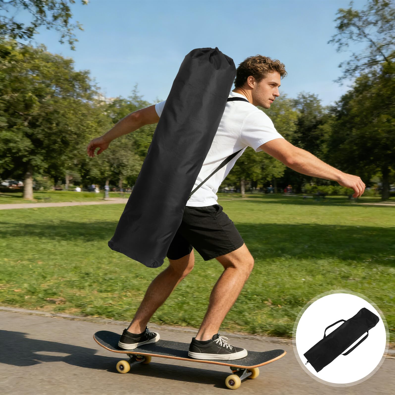 VICASKY Borsa per Skateboard Oxford 110x35 Cm con Scomparti Multipli e Tracolla Imbottita Zaino per Longboard e Paddle Board Uso Outdoor e Trasporto Attrezzatura Sportiva