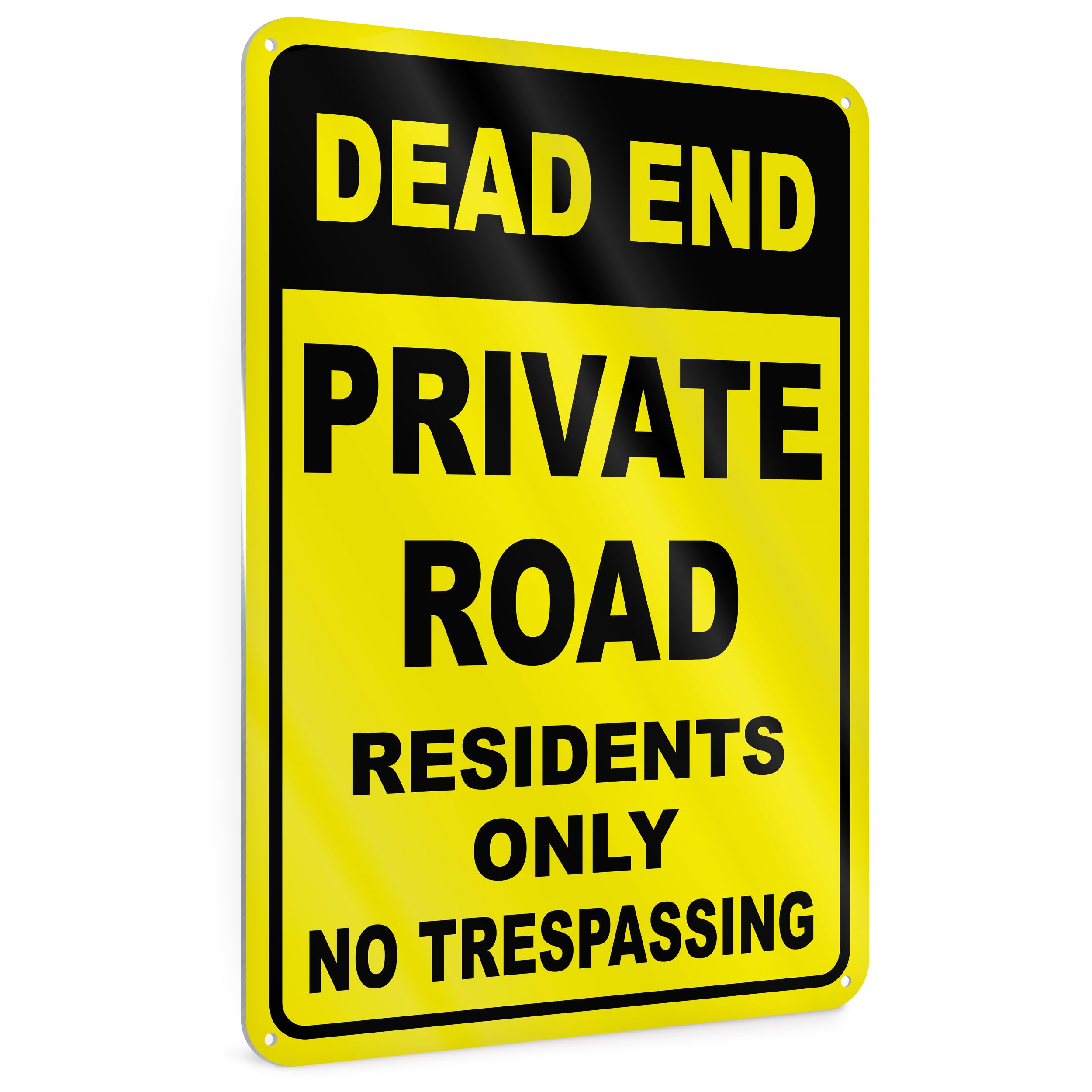 Dead End Sign, 8x12 Aluminum Private Road No Trespassing Sign, Residents Only, UV Protect, Easy Install