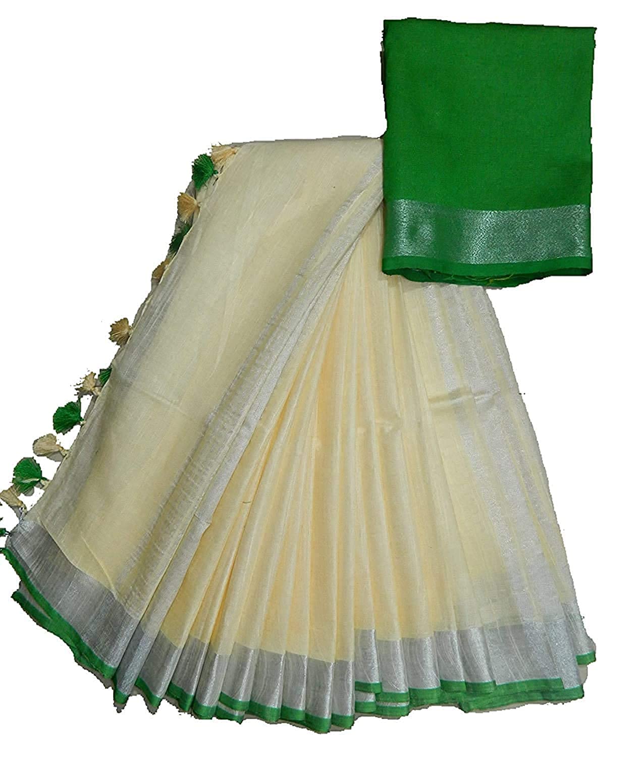 Bhagalpuri Linen Handloom Cotton Blend Saree for Women