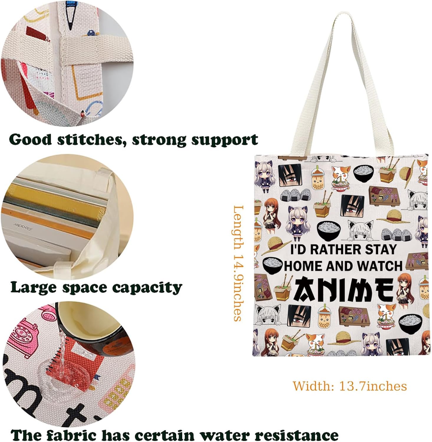 Anime Merchandise Tote Bag Anime Enthusiast Gift Kawaii Japanese Manga Gift Anime Cartoon Gift Anime Character Gift - Image 4