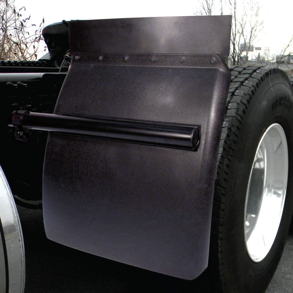Kozak Black Plastic Quarter Fender Poly 24" x 24" Pair Set Left Driver and Right Passenger Side Compatible with Freightliner, Compatible with Kenworth, Compatible with Peterbilt, Compatible with Volvo