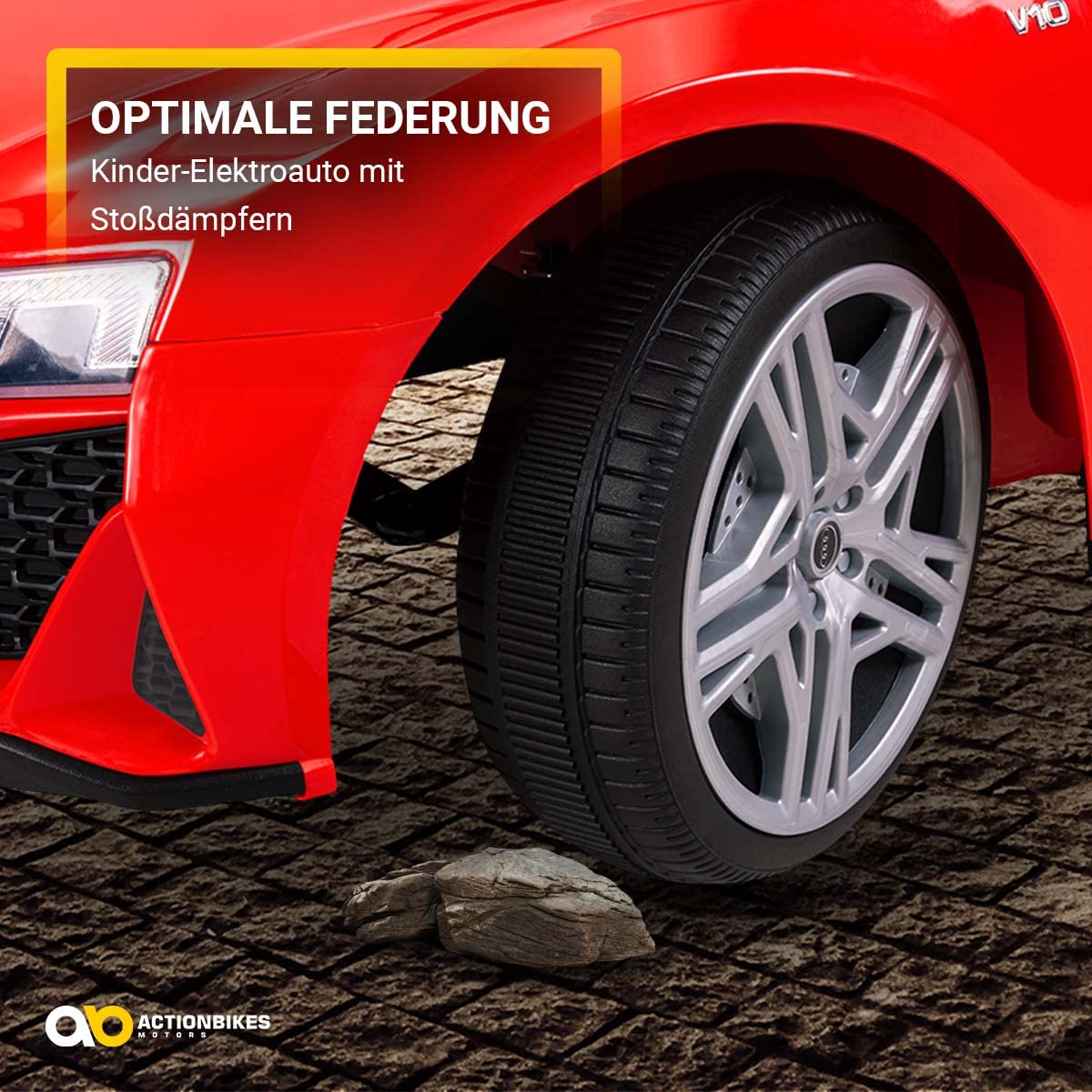 Actionbikes Motors Kinder Elektroauto Audi R8 | Fernbedienung mit First Funktion - Lizenziert - Kinderauto elektrisch - Elektrofahrzeuge - Spielzeugauto - Elektro Auto für Kinder ab 3 Jahre (Rot)