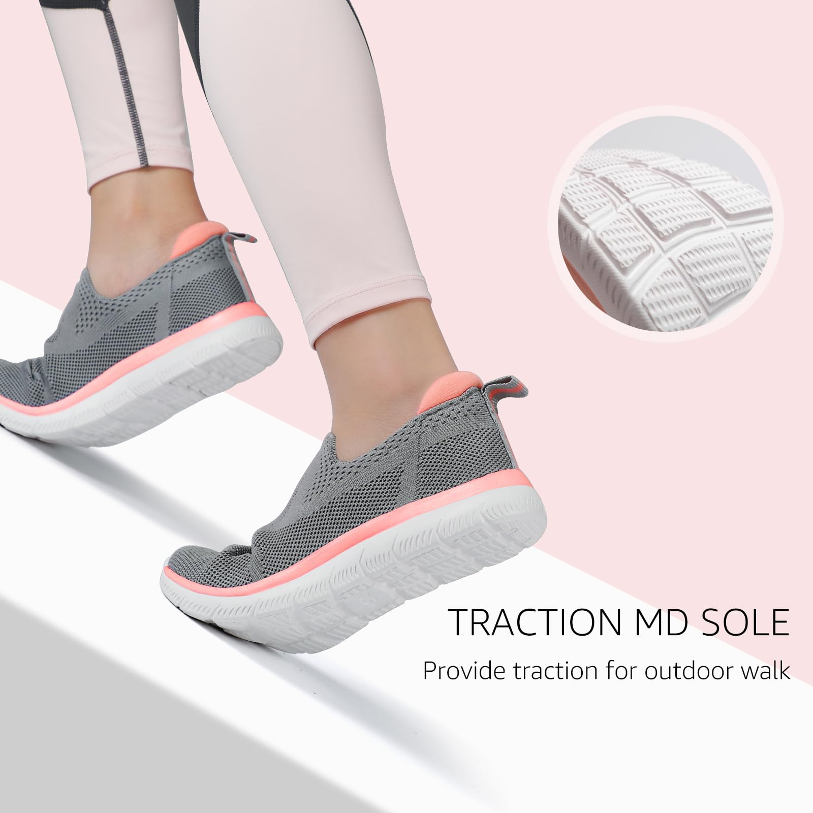 HKR Basket San Lacet Femme Chaussures de Respirantes Marche Mode et Sport Travail Tennis Confortable Chic Femme Ultra LéGèRe Fitness Campus Slip on Enfiler Sneakers