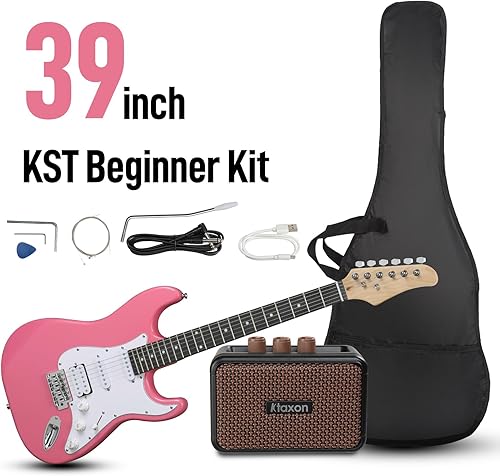 Vista 14 de Ktaxon Kit de guitarra eléctrica de 39 pulgadas para principiantes, pastillas HSS de 6 cuerdas de cuerpo sólido de tamaño completo para adultos