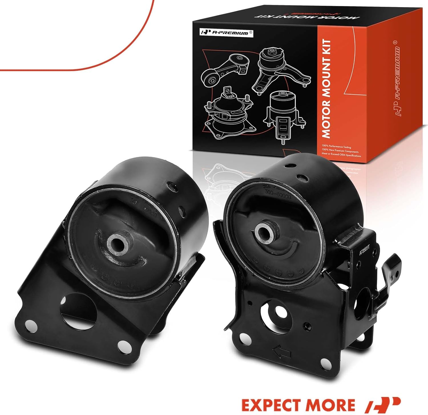 A-Premium Front and Rear Engine Motor Mount Kit Compatible with Nissan Altima 2002-2006, Murano 2003-2007, Maxima 2004-2006, Quest 2004-2009, 3.5L, 2-PC Set, Replace# 112708J110, 113205Z000