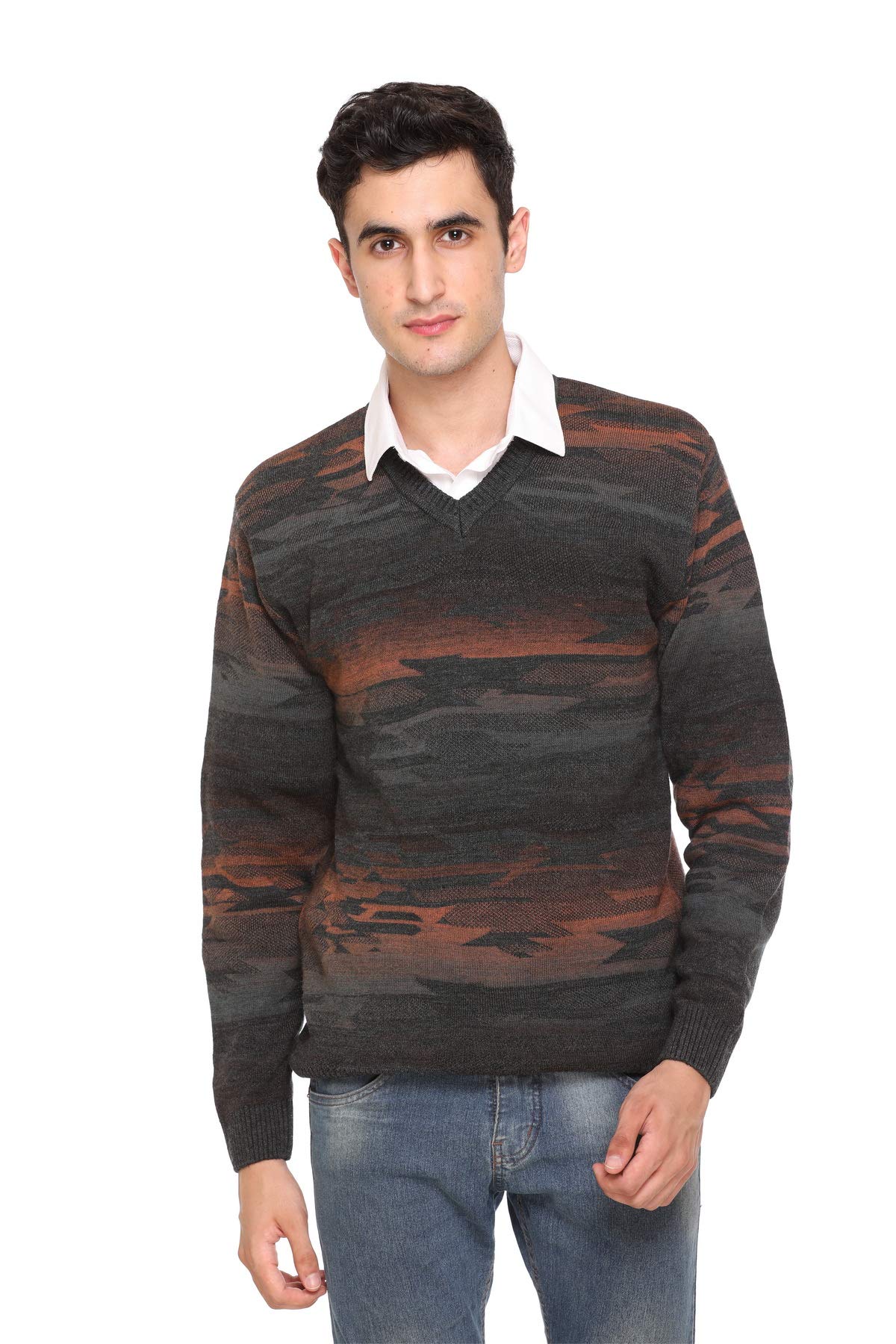 V- Neck Full Sleeve Woollen Sweater for Men (Large, Anthra)-image-48