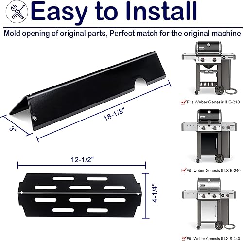 Miniatura 2 de YOUFIRE Barras aromatizantes de placas de calor para Weber Genesis II 200 Series E210 S210 LX E240 LX S240, barras de sabor de acero porcelánico,