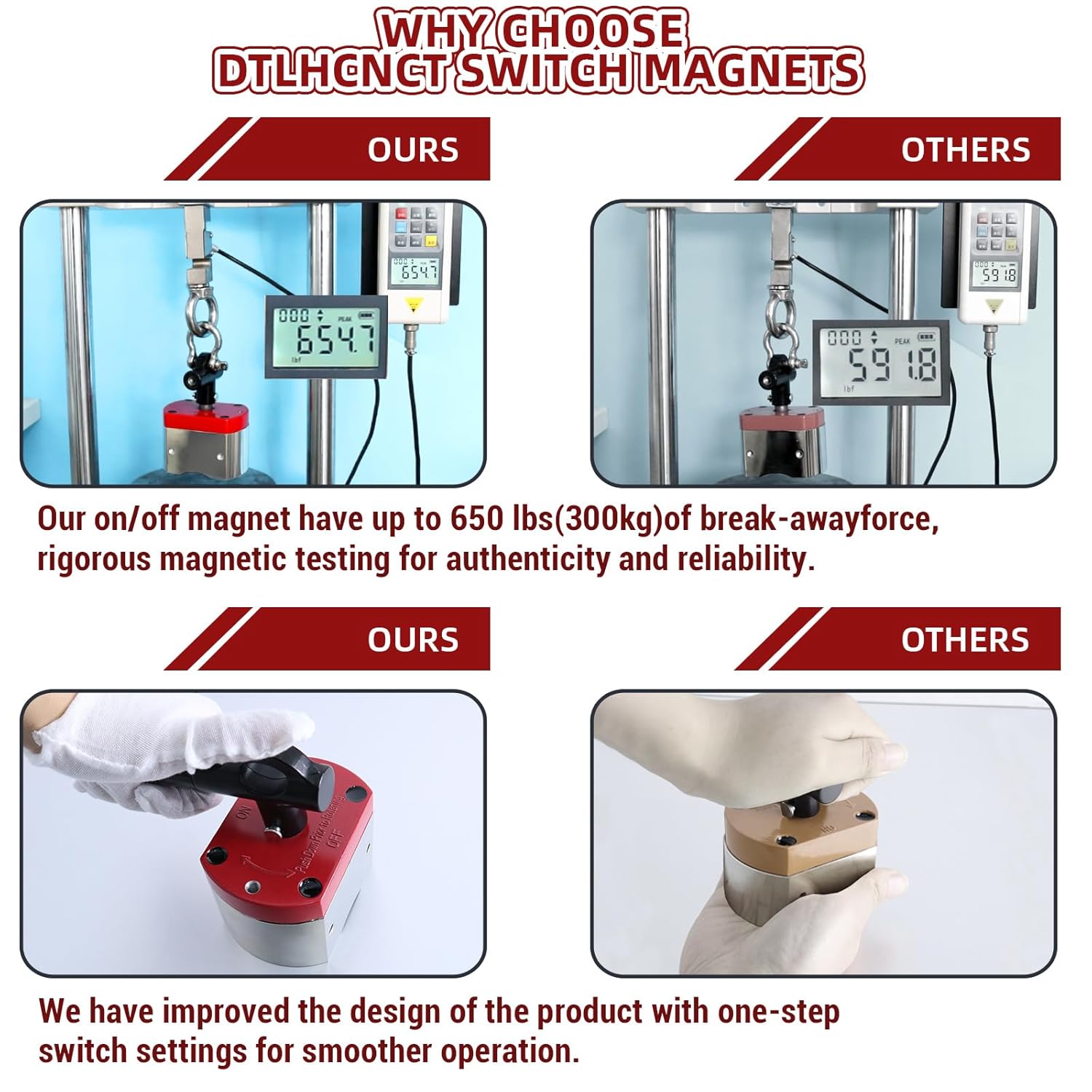 DTLHCNCT 600 LB ON/Off Magnets, Magnetic Welding Holder, Multipurpose Switch Magnet for Lifting and Handling,Metal Screening,Weld Positioning,Metal Salvage (2 Pack)