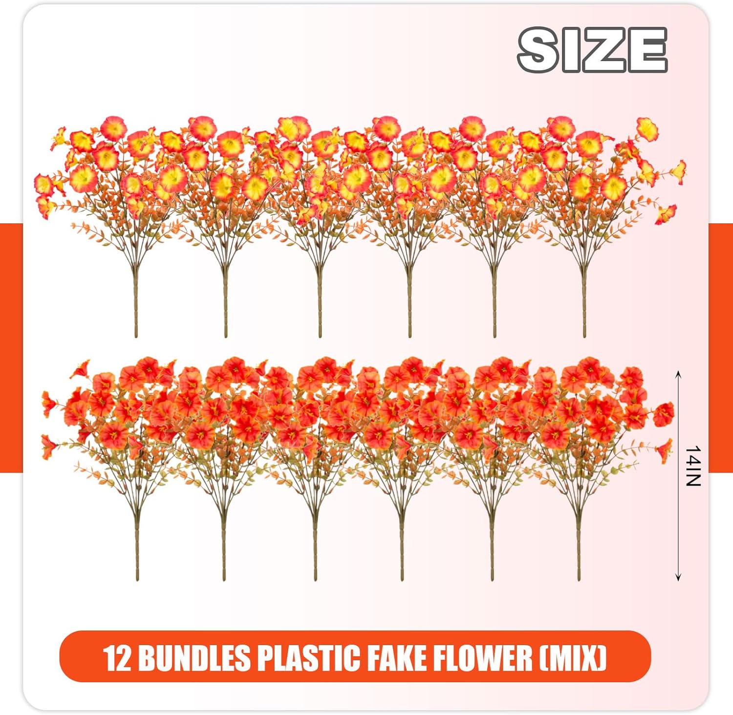 Fake Flowers Artificial for Outdoor Decoration Autumn Silk Flower UV Resistant, 12 Bundles Faux Morning Glory with Eucalyptus Greenery for Indoor Garden Planters Patio Window Home Decor, Mix - Image 3