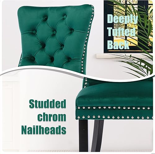 Miniatura 5 de SoarFlash Juego de 4 Sillas de Comedor de Terciopelo, Silla Lateral de Respaldo Alto, Silla Lateral Tapizada Moderna de Alta Gama con Capitoné y