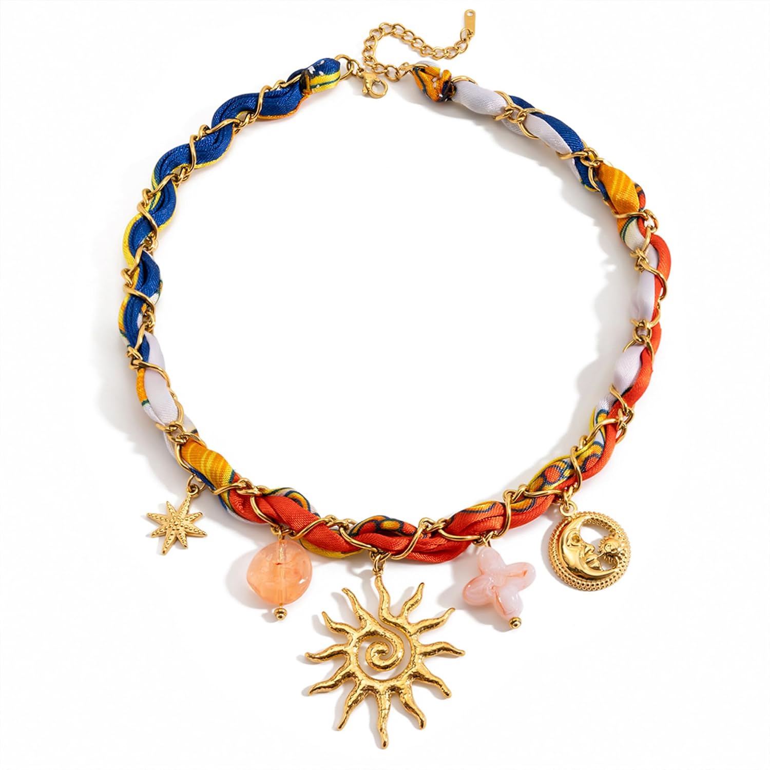 Boho Scarf Choker Necklace for Women - Beach Gold Sun Shell Hat Coconut Tree Heart Shell Starfish Flower Bandana Choker Necklace, Summer Boho Beach Jewelry Gifts