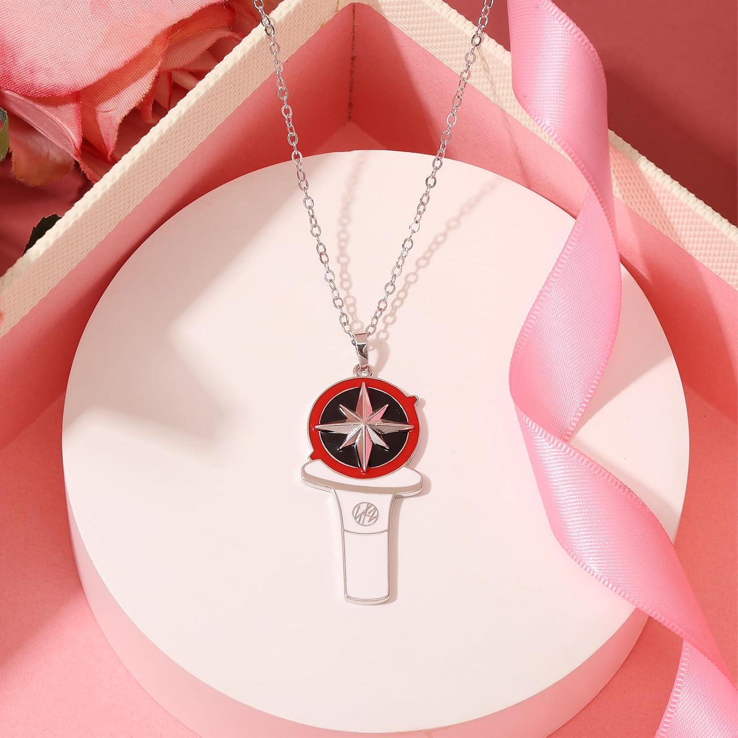 Stray Necklace Skz's Light Stick Inspired Pendant 18K White Gold Plating Enamel Jewelry for Fans Gifts