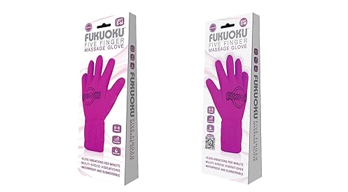 Miniatura 4 de Fukuoku Kit de guantes de masaje vibratorio de cinco dedos para diestros y zurdos talla pequeña rosa