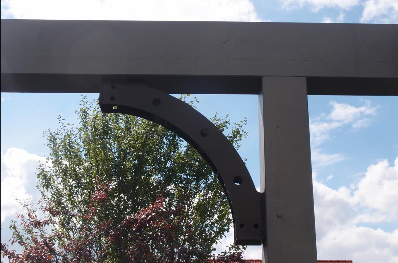 4 mm Dicke schwerlast Carport Verbinder, Balkenträger, Balkenverbinder, Holzverbinder, Eckverbinder, Pfostenverbinder schwarz aus Stahl - (A: 500 x B: 60)