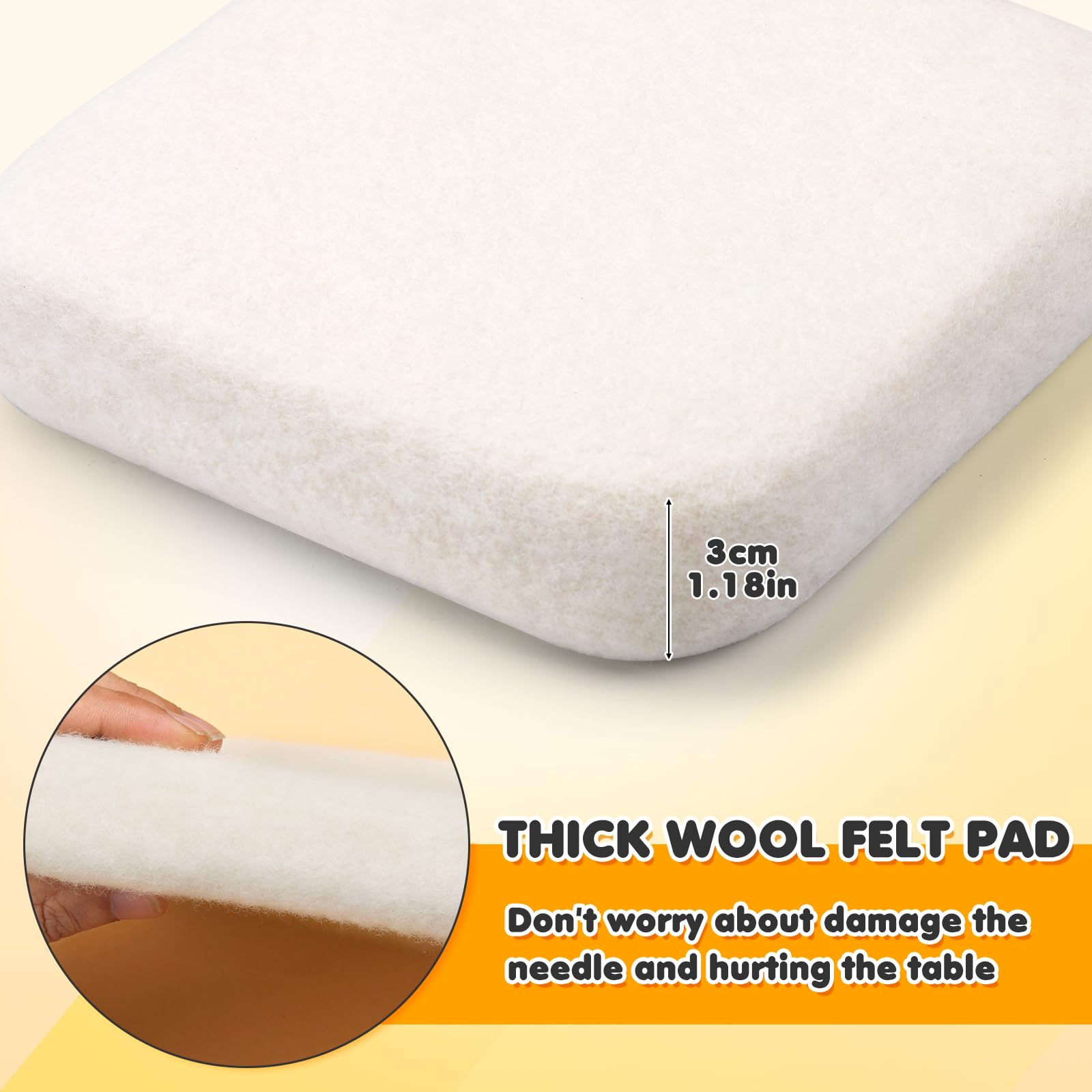 Almohadilla de fieltro de aguja, alfombrilla de fieltro de lana natural de 6 x 6 pulgadas para proyectos de manualidades de lana, suministros de fieltro de aguja