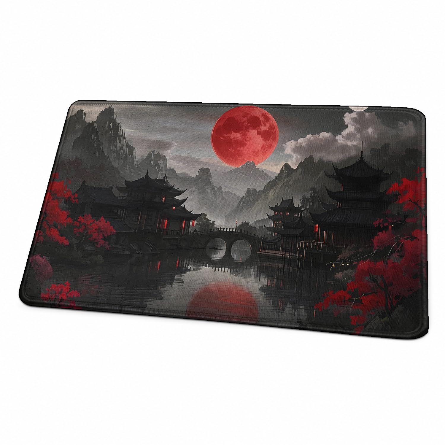 MTG Playmat, TCG Playmat with Zones, Stitched Edges Non-slip Rubber Base Game Mat, Trading Card Game Playmats Size 24" x 14" with Storage Bag (Mountain No Zones)