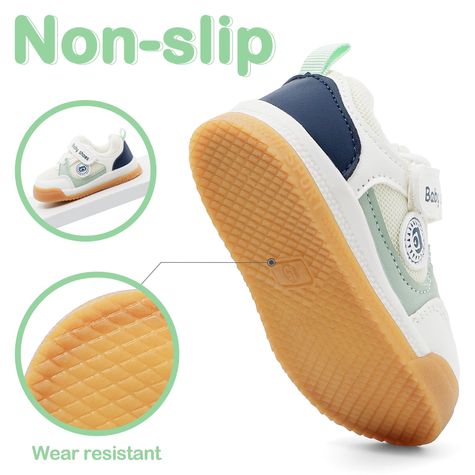 MASOCIO Scarpe Primi Passi Bimbo Bimba Scarpe Neonato Bambino con Suole Gomma Morbido Antiscivolo