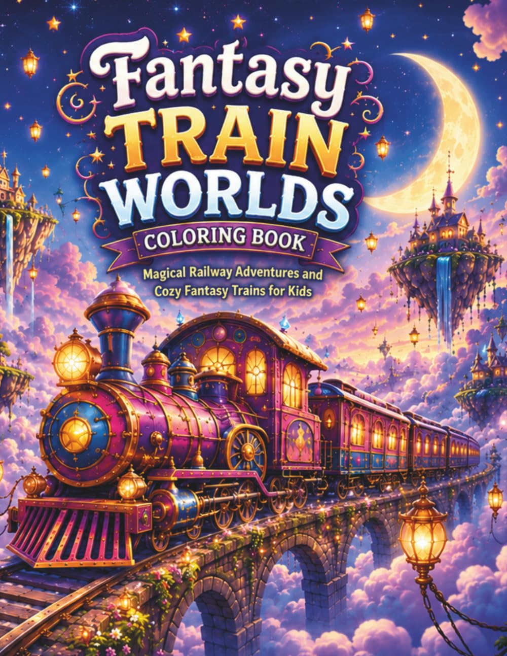 Fantasy Train Worlds Coloring Book (Fantasy Worlds Coloring Collection)