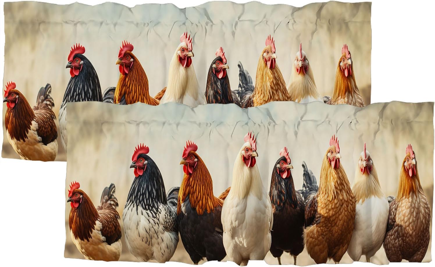Rooster Rod Pocket Valances for Kitchen American Western Farm Animals Rod Pocket Valance Curtains for Living Room Kitchen Cafe Bathroom 54 X 18 Inch, 2 Panel