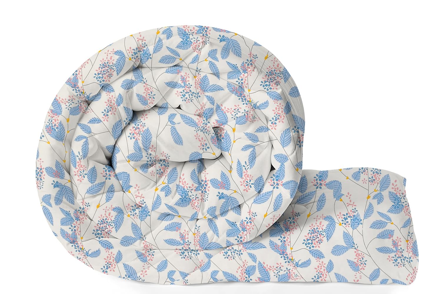 BSB HOME 220 GSM Reversible Microfiber AC Comforter/Duvets for Mild Winter | All Season Single Size 3 Layered Quilted Blanket for Single Bed (230 cm x 150 cm, Floral, Blue & White)-picture-25