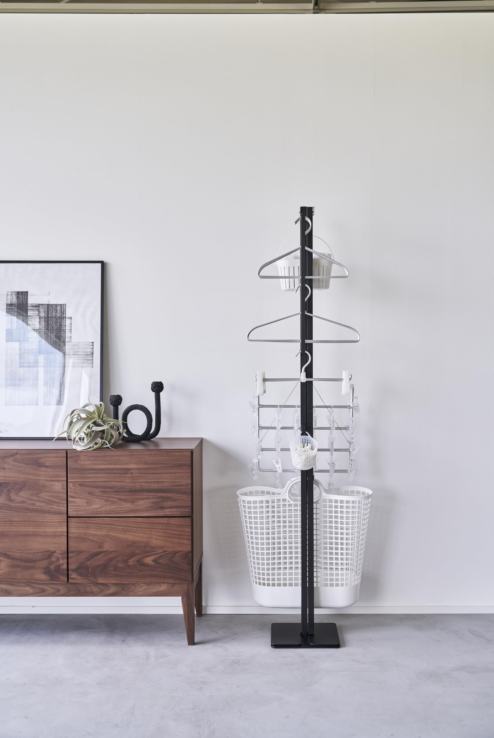 YAMAZAKI 6620 Tower Foldable Indoor Drying Rack, Black, Steel/Polypropylene, 175 x 25 x 160 cm