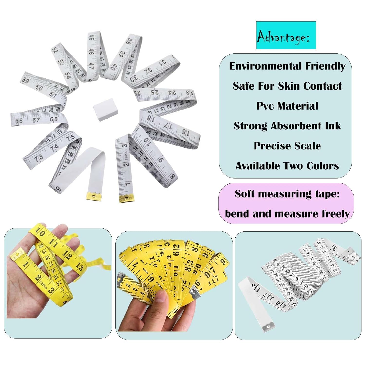 2-Piece Set of Body Measurement Tape Measures, 120-Inch Dual-Scale Sewing Flexible Ruler Ideal for Weight Loss and Body Shaping, Body Measurements, and Tailoring Crafts Factory Direct Sales (150)