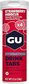 GU Energy 水化飲料標籤 - 電解質片,適用於健身和耐力運動,補水飲料,草莓芙蓉,48 份