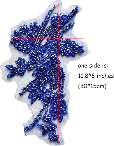 Miniatura 28 de Parches de diamantes de imitación hechos a mano, apliques de cuentas para decoración de vestidos de novia, apliques de flores de oro